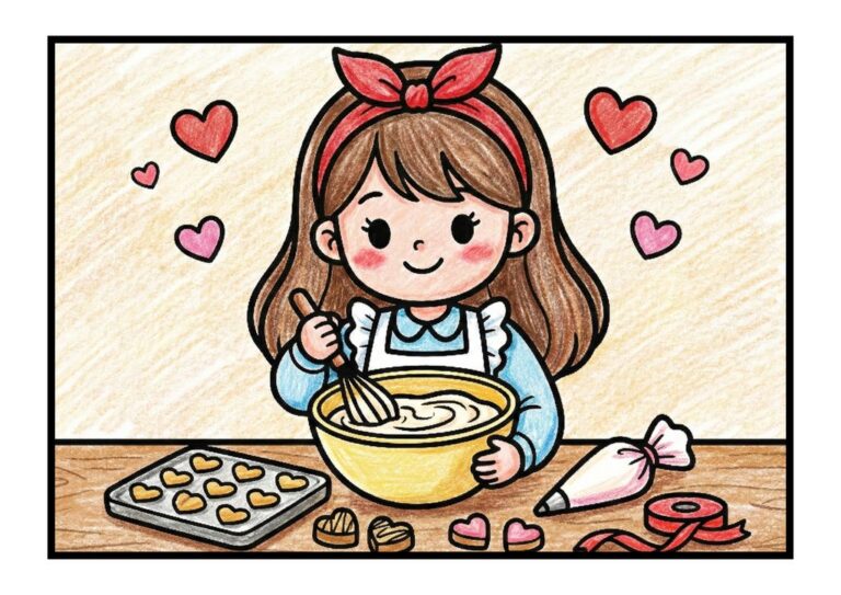 手作りチョコのぬりえの塗り絵 カラー見本 無料ダウンロード