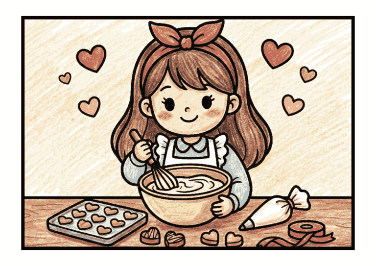 手作りチョコの塗り絵イラスト