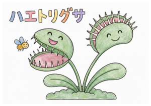 ハエトリグサの塗り絵イラスト