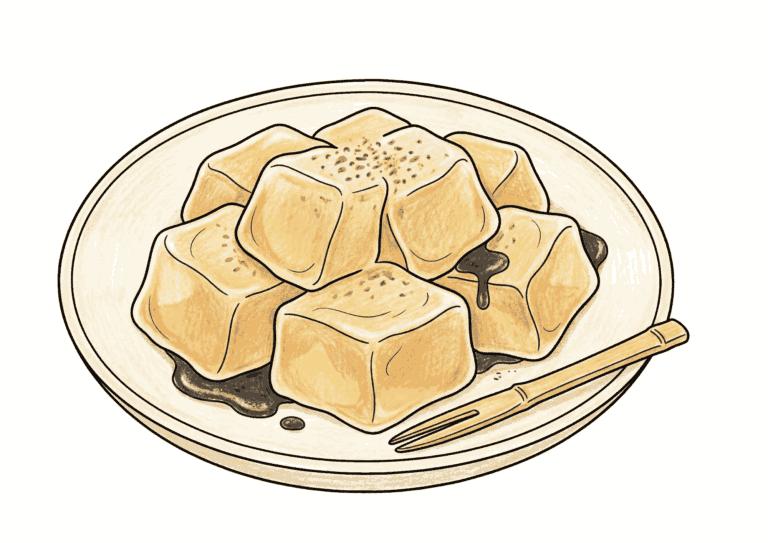わらび餅の塗り絵イラスト