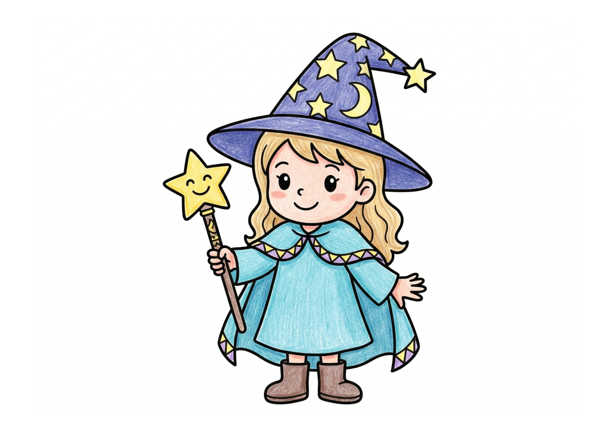 まじょ（魔女）の塗り絵イラスト
