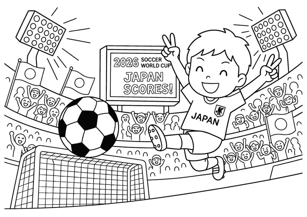 ワールドカップ 白黒 無料印刷用