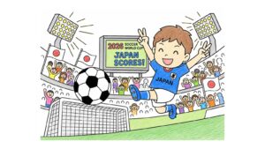 ワールドカップ（サッカー）の塗り絵イラスト カラー見本（無料・印刷OK）