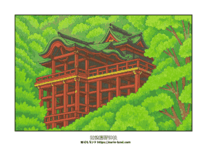 祐徳稲荷神社の高齢者向け塗り絵｜夏の無料ぬりえ素材｜8月の風景｜色鉛筆で楽しく塗れる構成｜指先リハビリにも