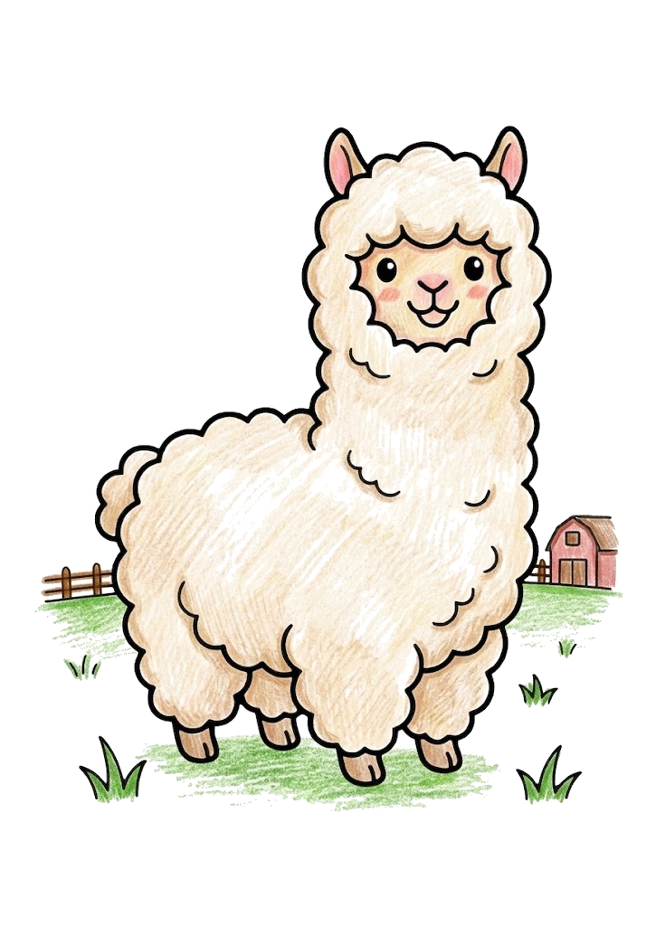 アルパカの塗り絵のカラー見本