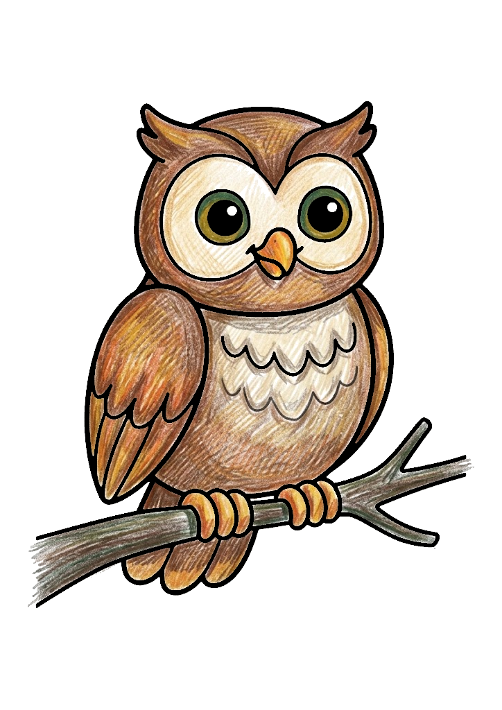 かわいいフクロウの塗り絵のカラー見本