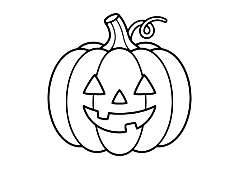 ハロウィンかぼちゃの塗り絵の白黒線画（子ども・高齢者）