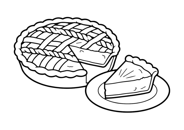 かぼちゃのパイの塗り絵(白黒線画)