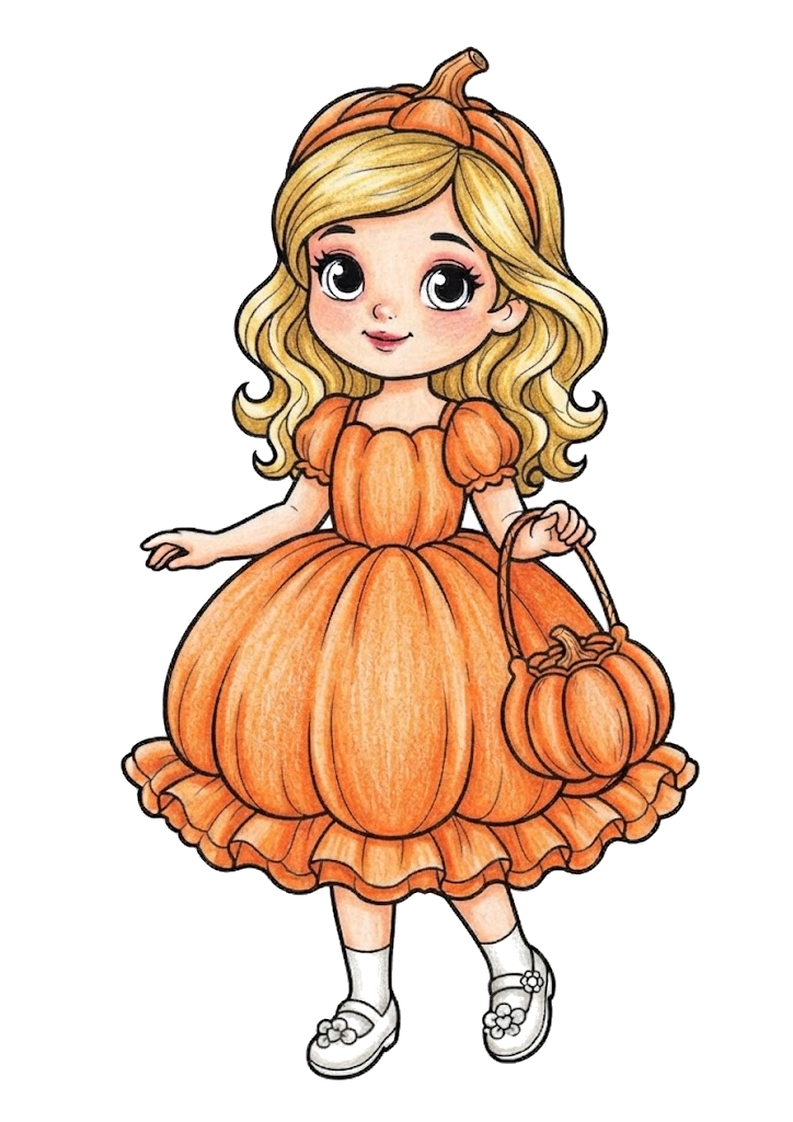 かぼちゃのプリンセスの塗り絵のカラー見本