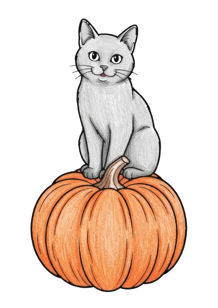 かぼちゃと黒猫の塗り絵のカラー見本