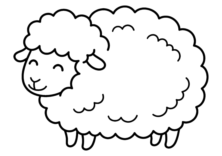 ひつじの塗り絵(子供向け・白黒線画)