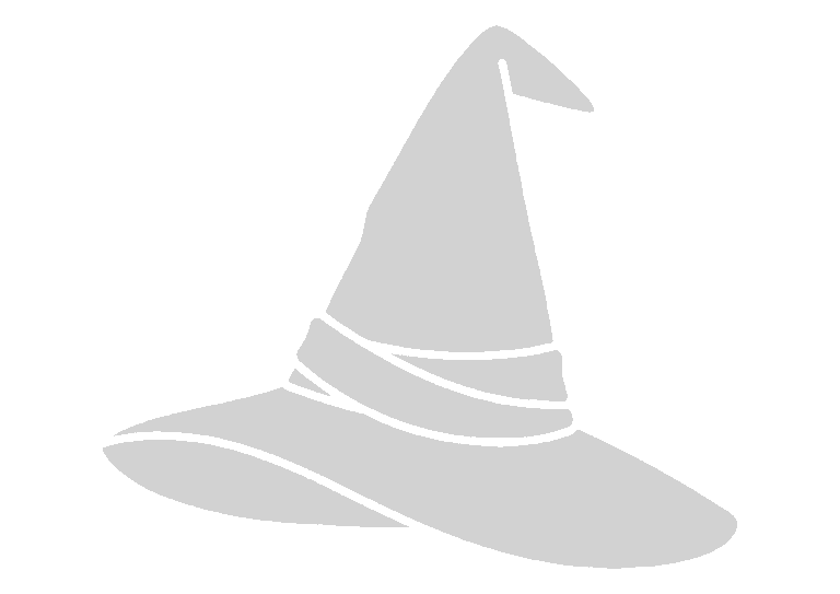 魔女のぼうしのイラスト（線画）｜壁面かざり用・背景透過PNG