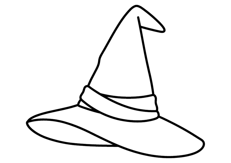 魔女のぼうしのイラスト（線画）｜壁面かざり用・背景透過PNG