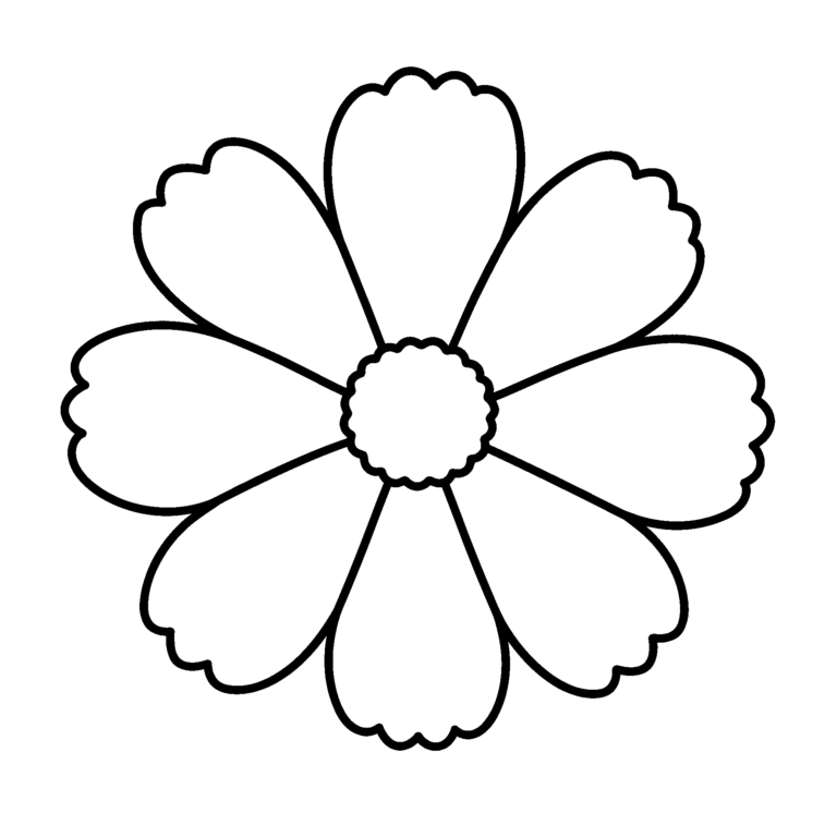 コスモスのイラスト（線画）｜壁面かざり用・背景透過PNG