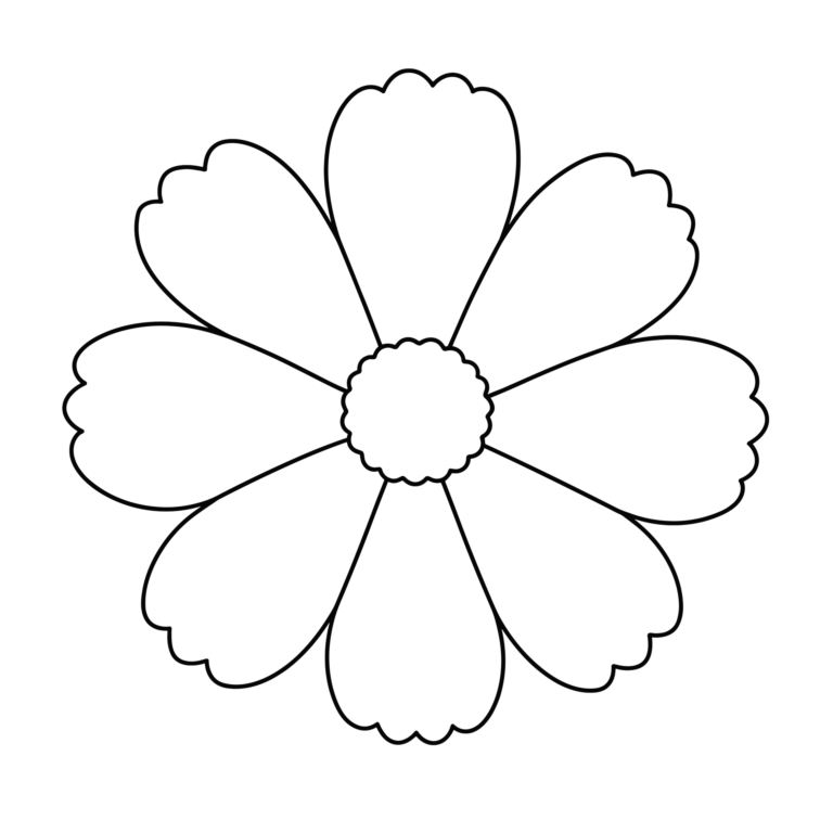 コスモスのイラスト（線画）｜壁面かざり用・背景透過PNG