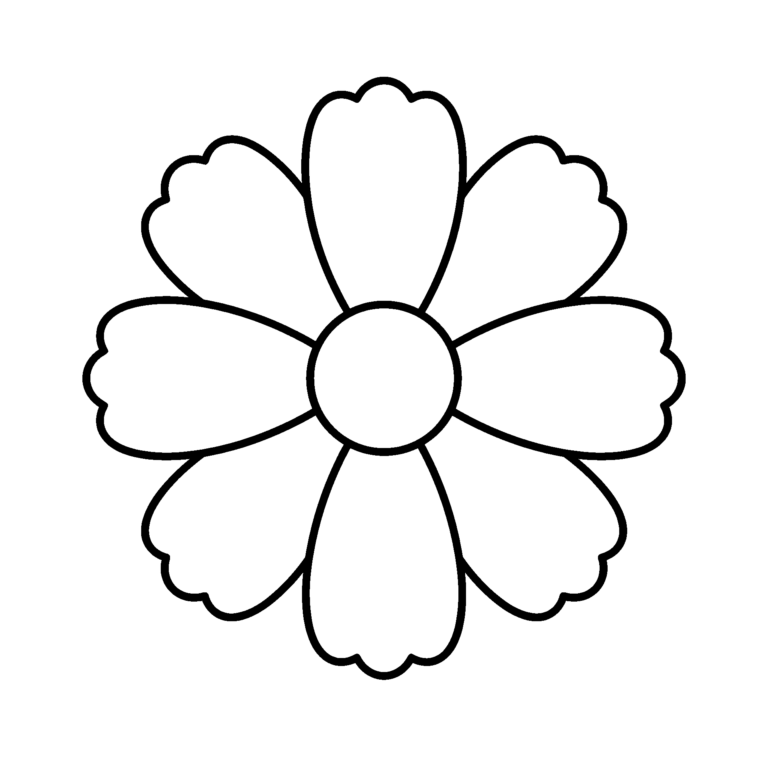 コスモスのイラスト（線画）｜壁面かざり用・背景透過PNG