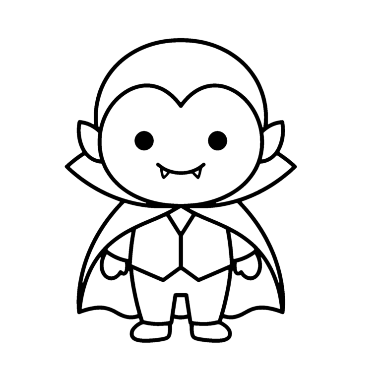 ドラキュラのイラスト（線画）｜壁面かざり用・背景透過PNG