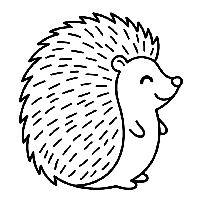 はりねずみのイラスト（線画）｜壁面かざり用・背景透過PNG