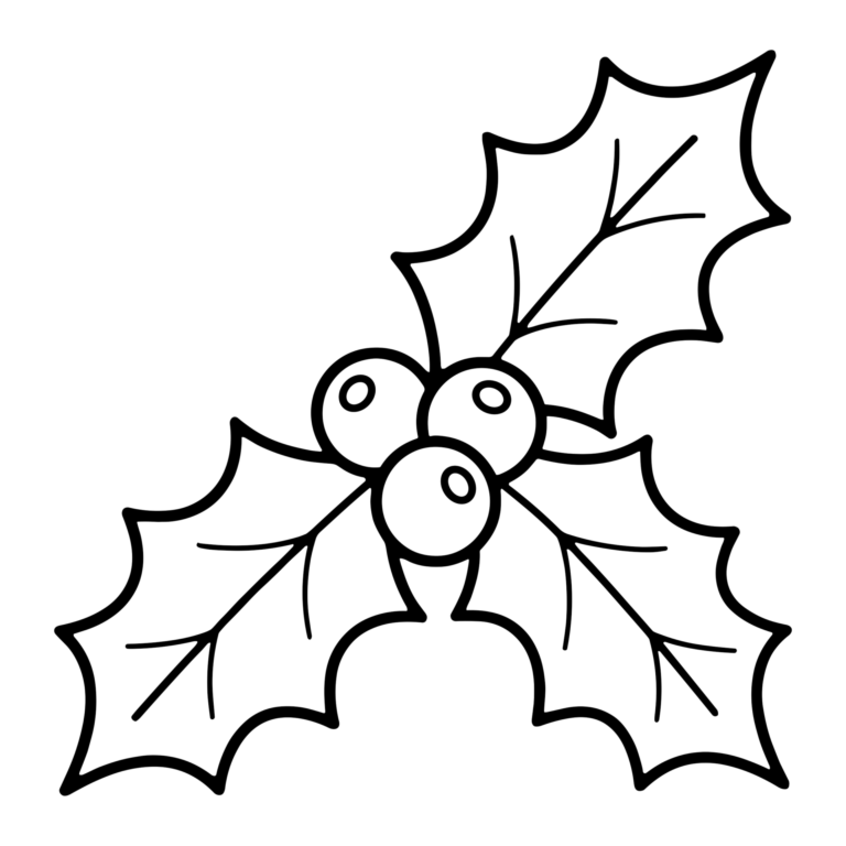 ヒイラギのイラスト（線画）｜壁面かざり用・背景透過PNG