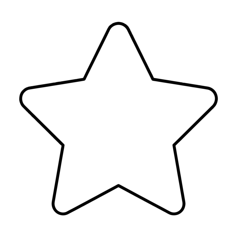 星のイラスト（線画）｜壁面かざり用・背景透過PNG