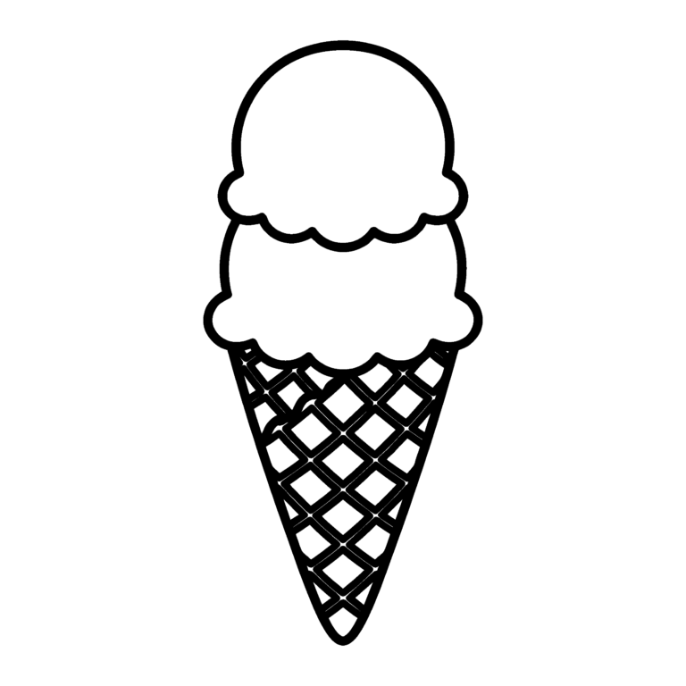 アイスクリームのイラスト（線画）｜壁面かざり用・背景透過PNG