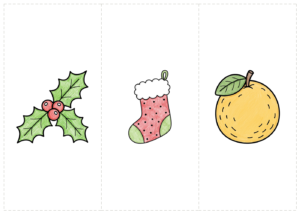 12月の壁面かざり｜クリスマス・冬至の無料イラスト（塗って切って飾る）