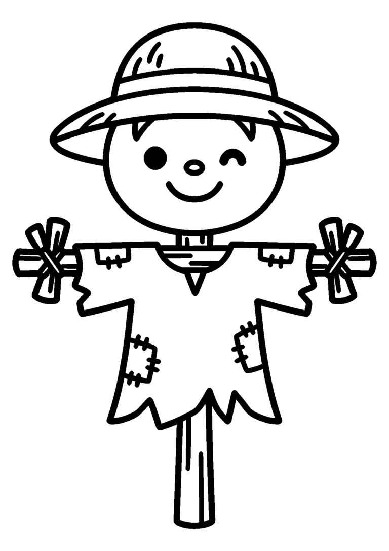 かかしのイラスト（線画）｜壁面かざり用・背景透過PNG
