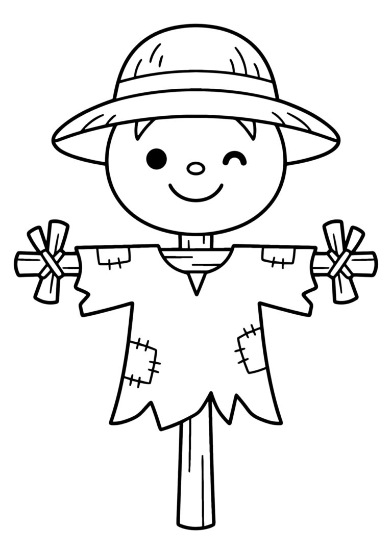 かかしのイラスト（線画）｜壁面かざり用・背景透過PNG