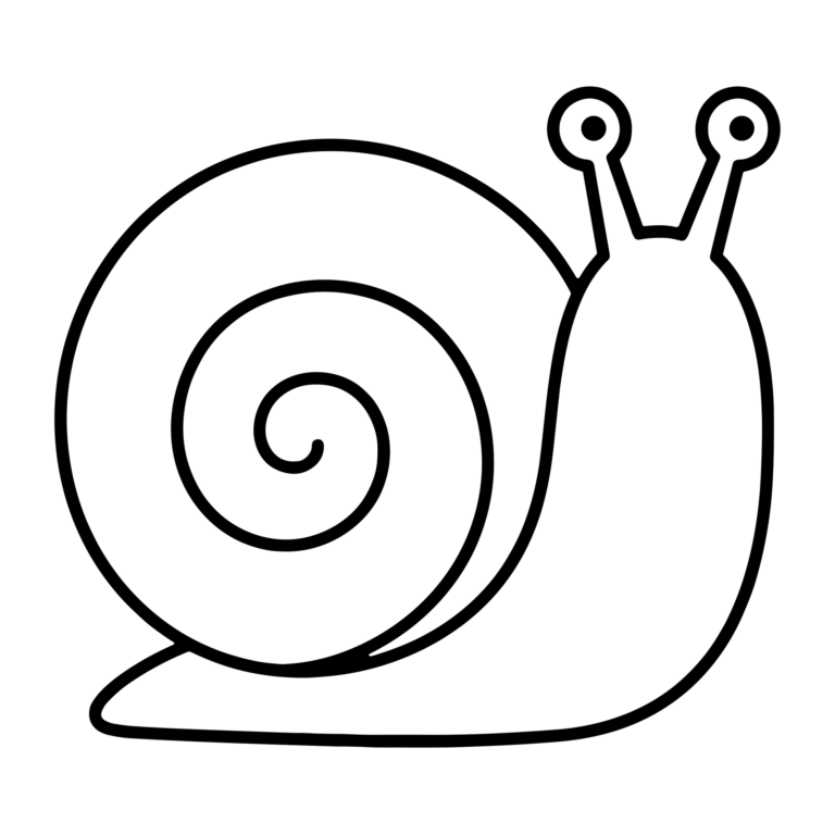 かたつむりのイラスト（線画）｜壁面かざり用・背景透過PNG