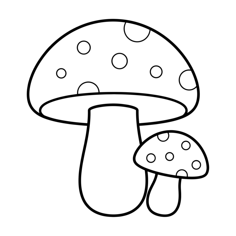 きのこのイラスト（線画）｜壁面かざり用・背景透過PNG