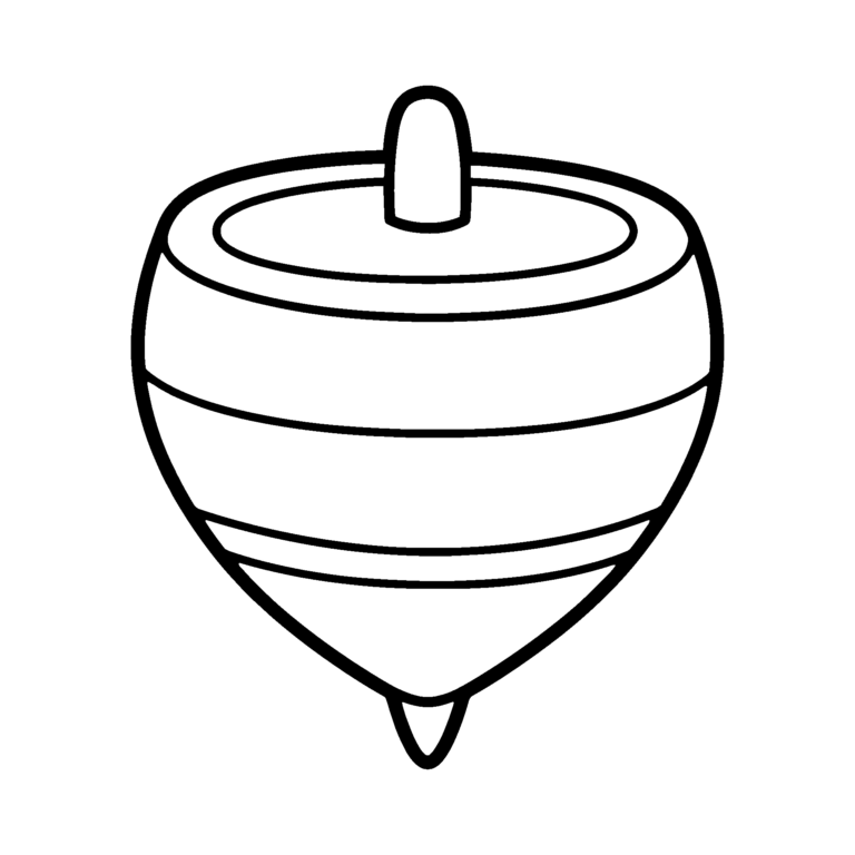 こまのイラスト（線画）｜壁面かざり用・背景透過PNG