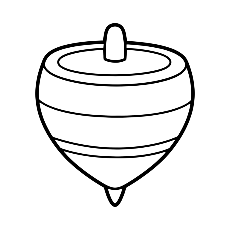 こまのイラスト（線画）｜壁面かざり用・背景透過PNG