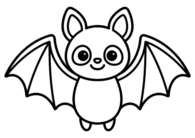 こうもりのイラスト（線画）｜壁面かざり用・背景透過PNG