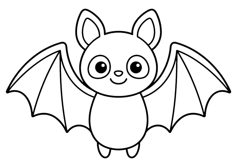 こうもりのイラスト（線画）｜壁面かざり用・背景透過PNG