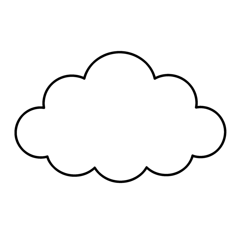 雲のイラスト（線画）｜壁面かざり用・背景透過PNG