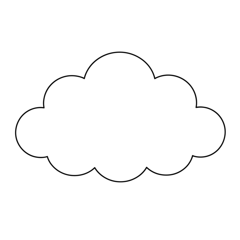 雲のイラスト（線画）｜壁面かざり用・背景透過PNG