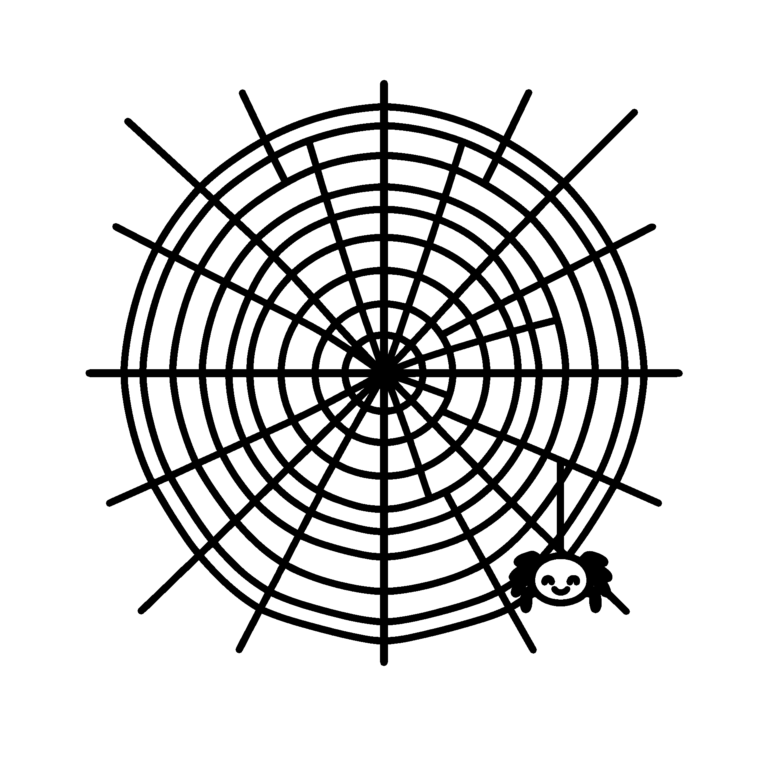 くもの巣のイラスト（線画）｜壁面かざり用・背景透過PNG