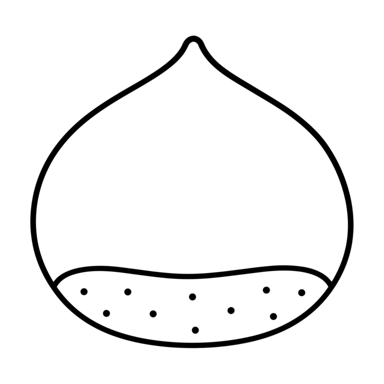 栗のイラスト（線画）｜壁面かざり用・背景透過PNG
