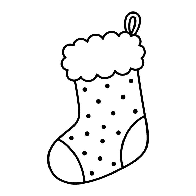 クリスマスの靴下のイラスト（線画）｜壁面かざり用・背景透過PNG