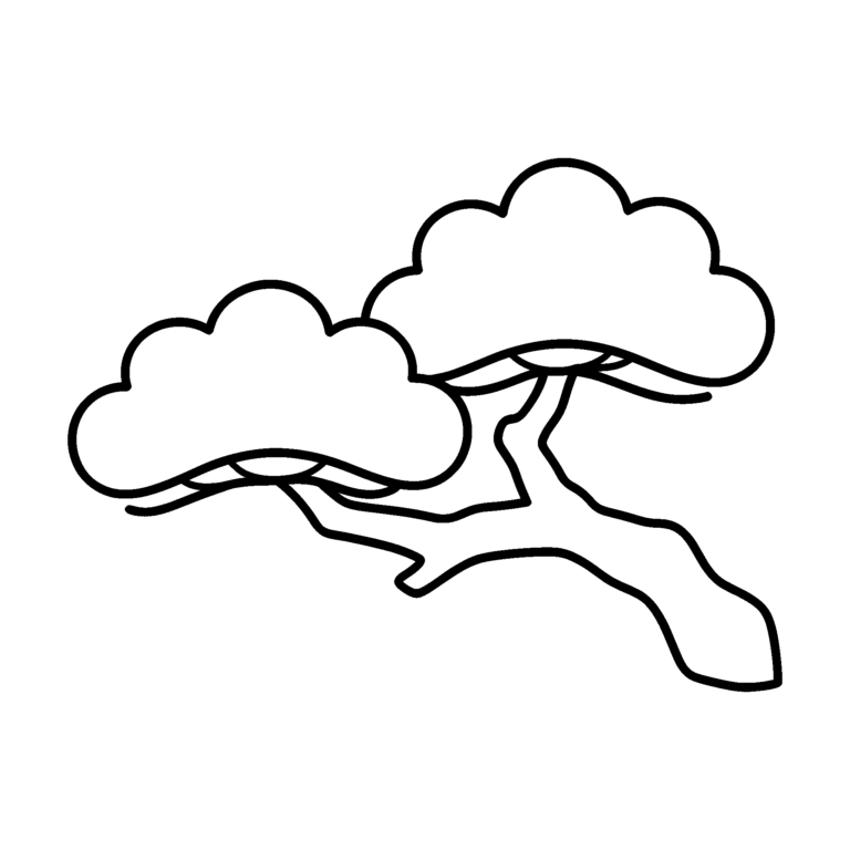 松のイラスト（線画）｜壁面かざり用・背景透過PNG
