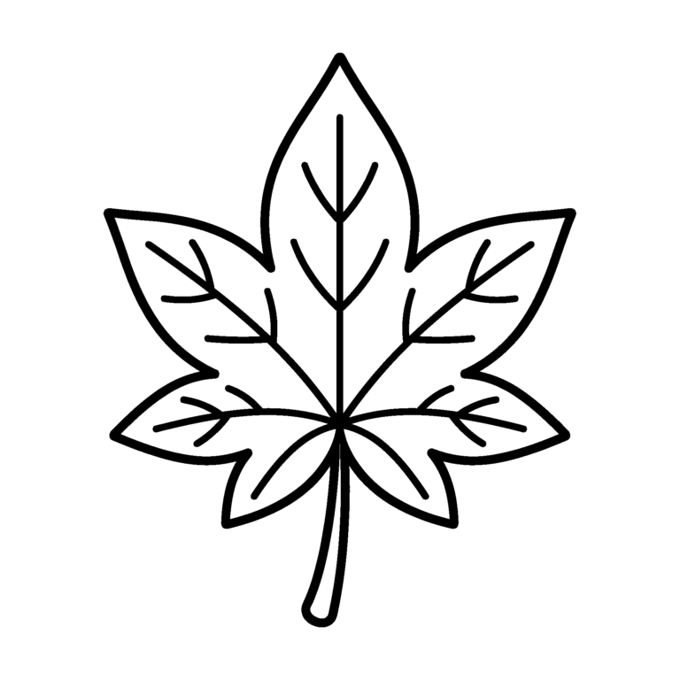 もみじのイラスト（線画）｜壁面かざり用・背景透過PNG