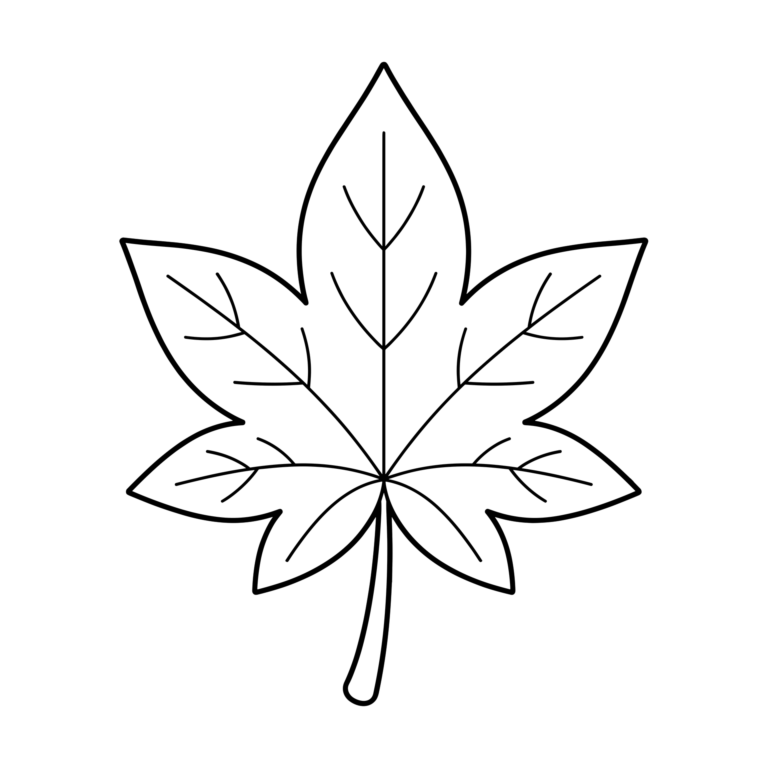 もみじのイラスト（線画）｜壁面かざり用・背景透過PNG