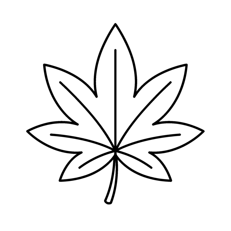 もみじのイラスト（線画）｜壁面かざり用・背景透過PNG