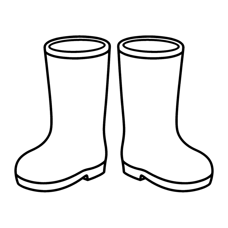 ながぐつのイラスト（線画）｜壁面かざり用・背景透過PNG