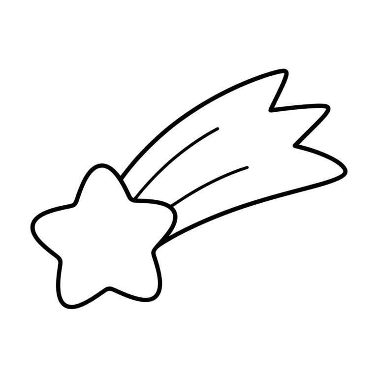 流れ星のイラスト（線画）｜壁面かざり用・背景透過PNG