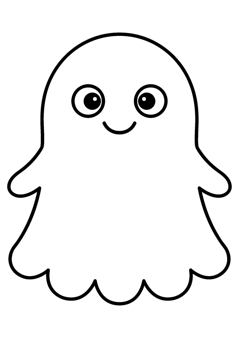 おばけのイラスト（線画）｜壁面かざり用・背景透過PNG