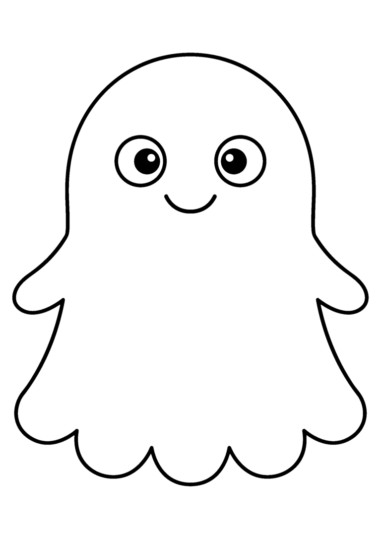 おばけのイラスト（線画）｜壁面かざり用・背景透過PNG