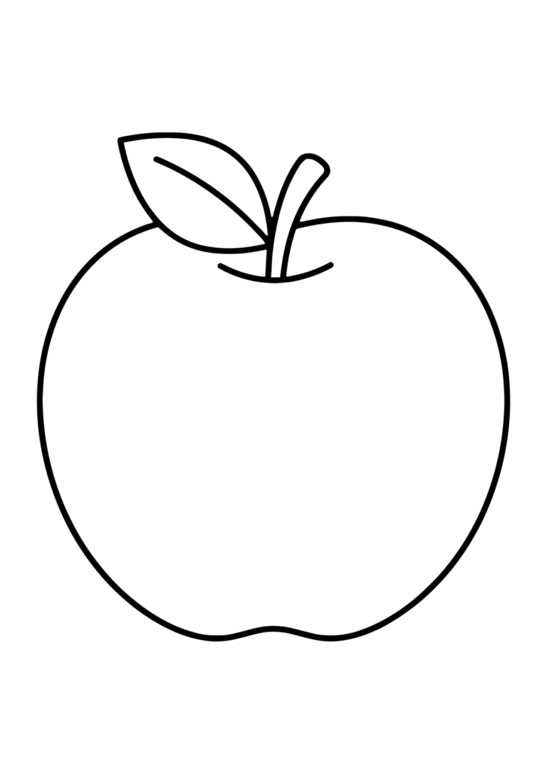 りんごのイラスト（線画）｜壁面かざり用・背景透過PNG