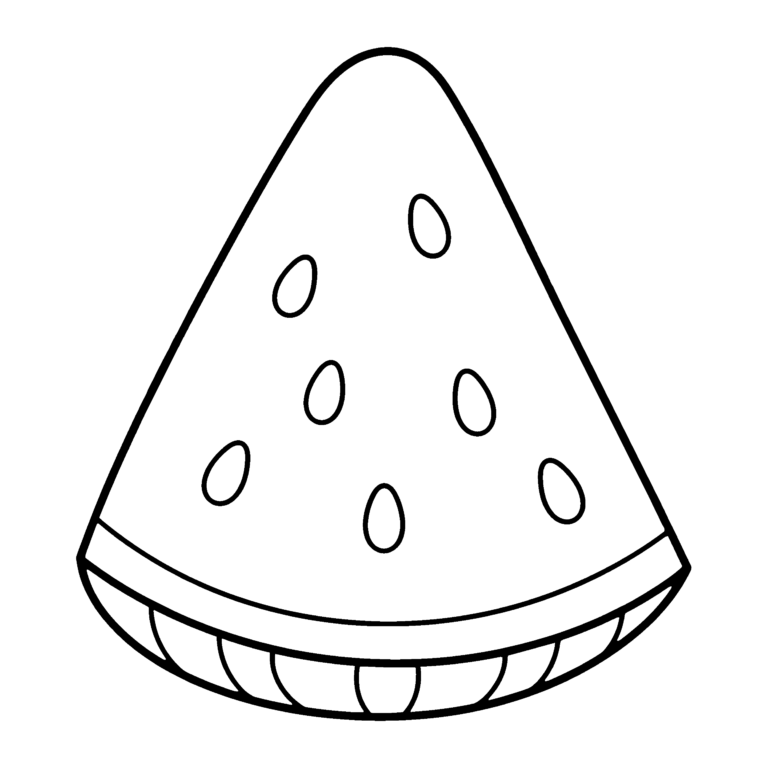 すいかのイラスト（線画）｜壁面かざり用・背景透過PNG