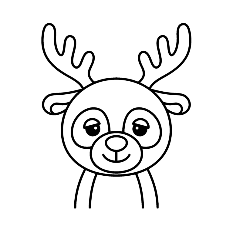 トナカイのイラスト（線画）｜壁面かざり用・背景透過PNG